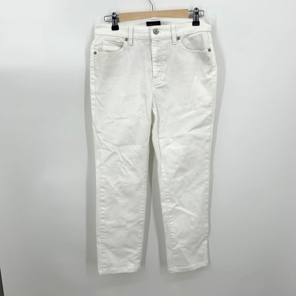 Talbots White Straight Leg Jeans Womens 4P Petite Stretch Denim VN5214 08/21